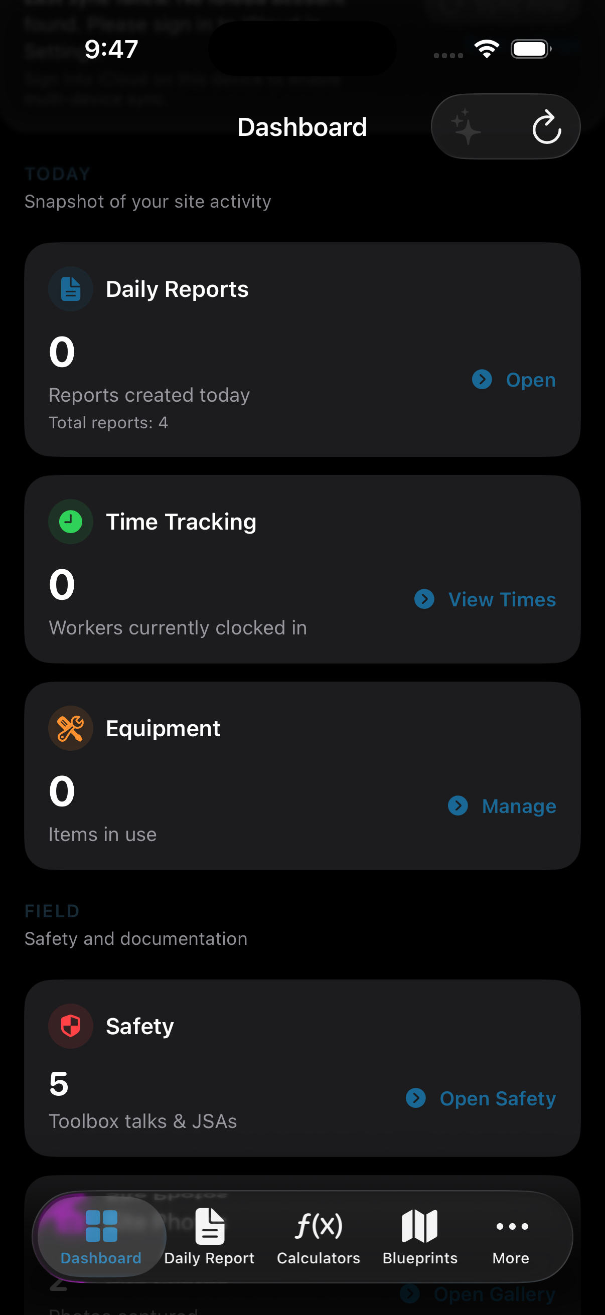 Dashboard screenshot
